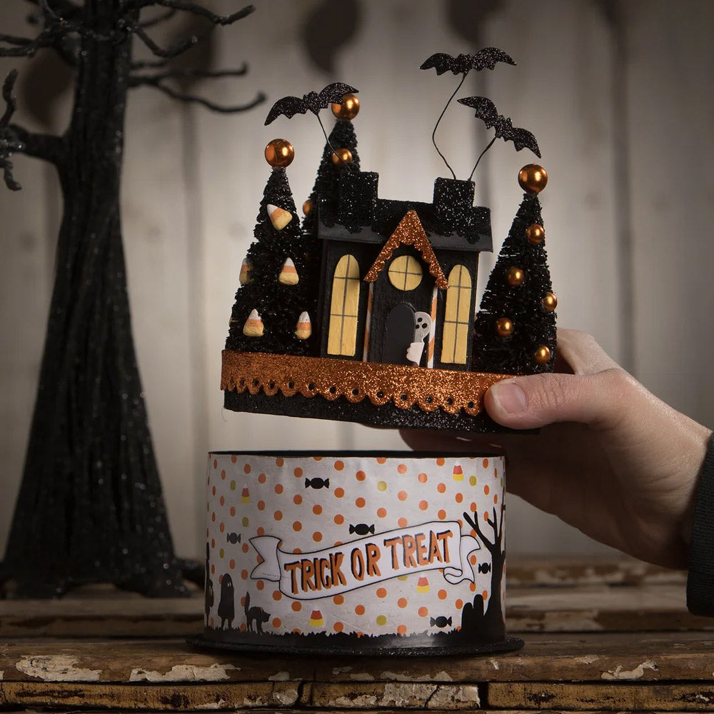 Haunted Night on Box Halloween Gift Box Table Decoration by Bethany Lowe back