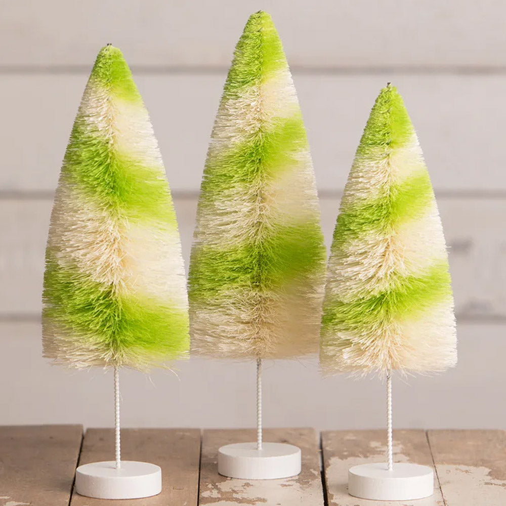 Lime Stripes Delight Bottle Brush Trees - Set of 3
