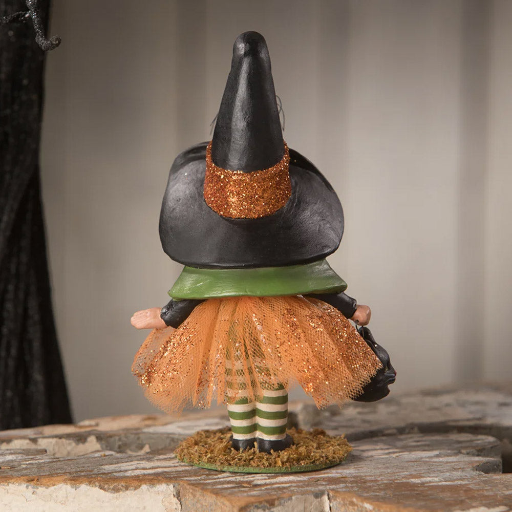 Little Malorie Witch with Spider Halloween Figurine by Bethany Lowe back