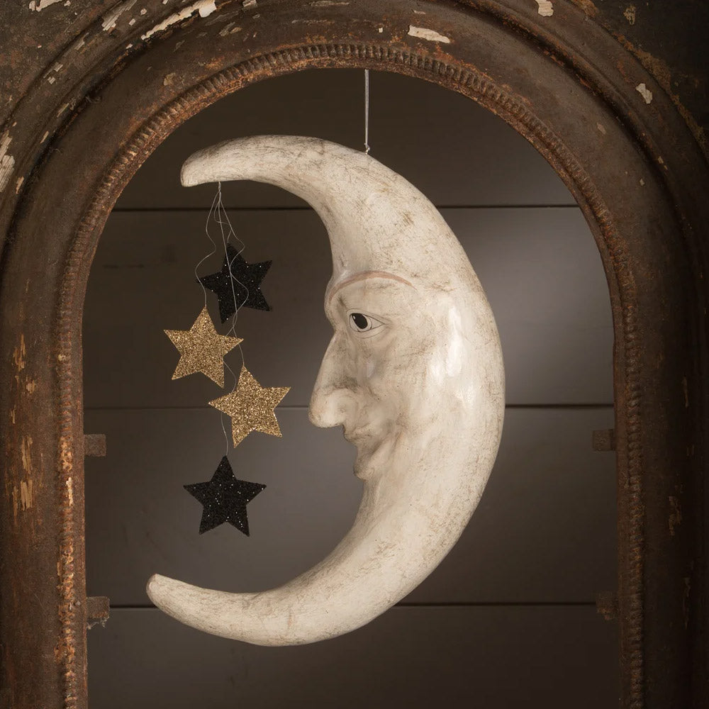 Man in the Moon Large Paper Mache Halloween Ornament by Bethany Lowe  side
