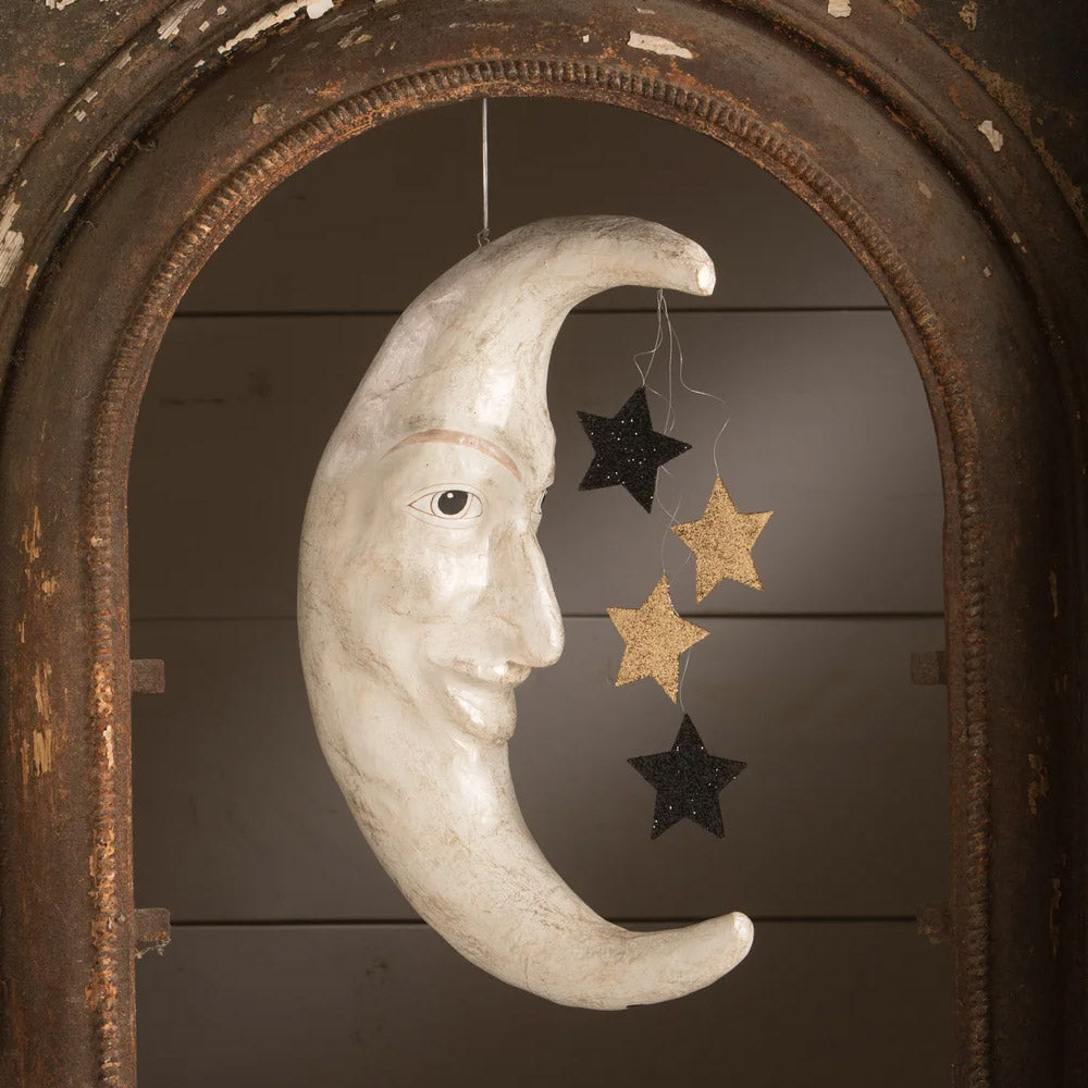 Man in the Moon Large Paper Mache Halloween Ornament by Bethany Lowe  right side