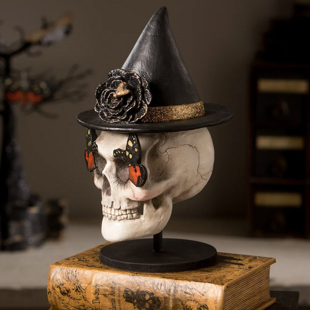 Moth Skull Halloween Table Decoration by Bethany Lowe Designs side