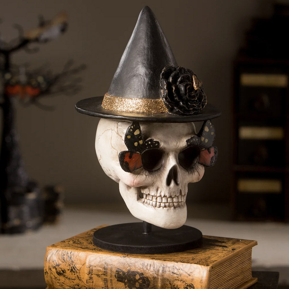 Moth Skull Halloween Table Decoration by Bethany Lowe Designs side