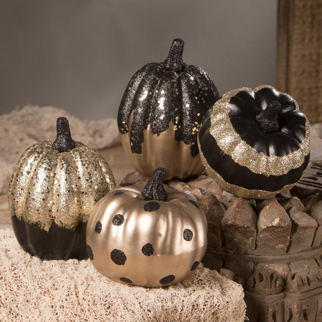 Black And Gold Pumpkin - Set of 4