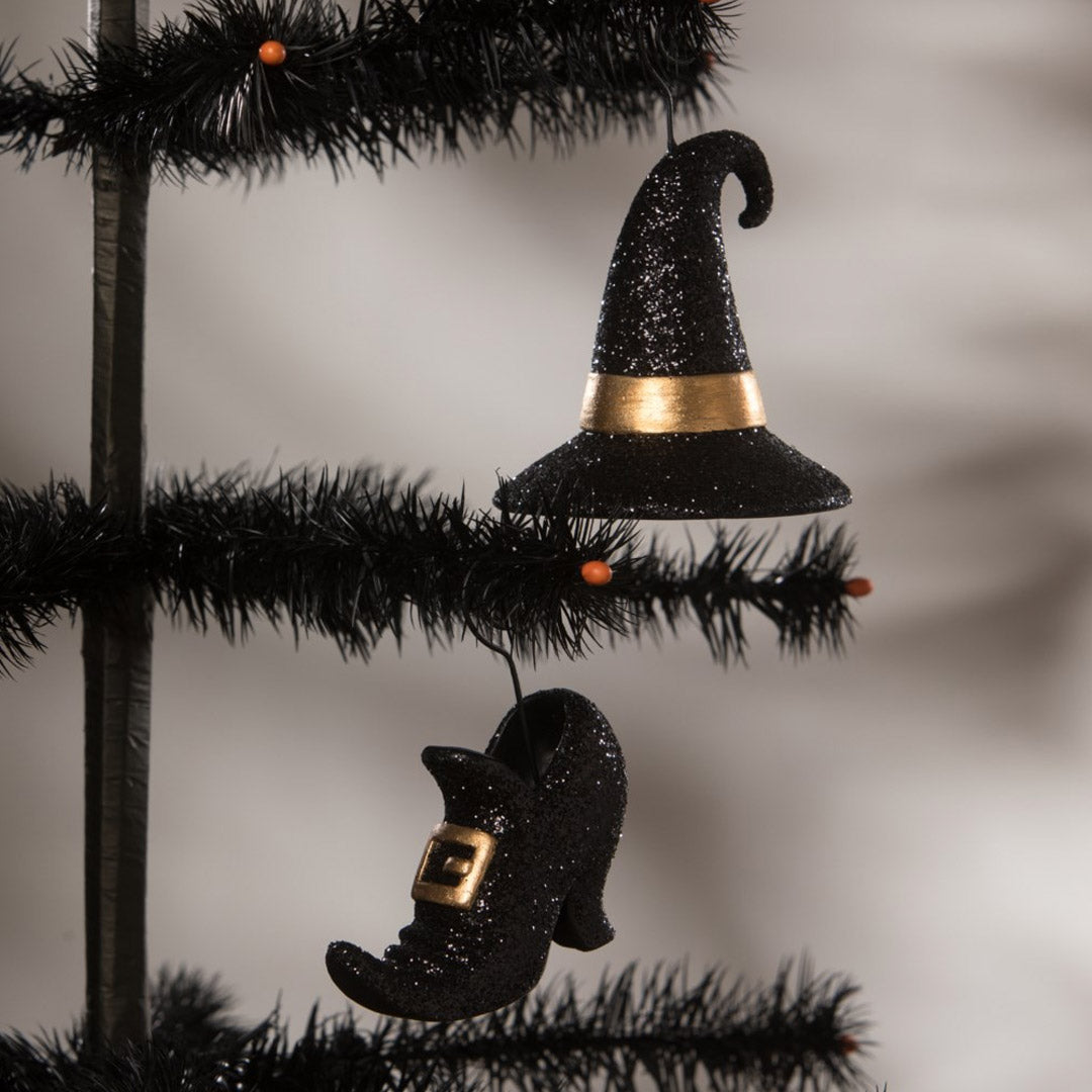 Witch Hat and Shoe Place Card Holder and Ornament - Set of 2