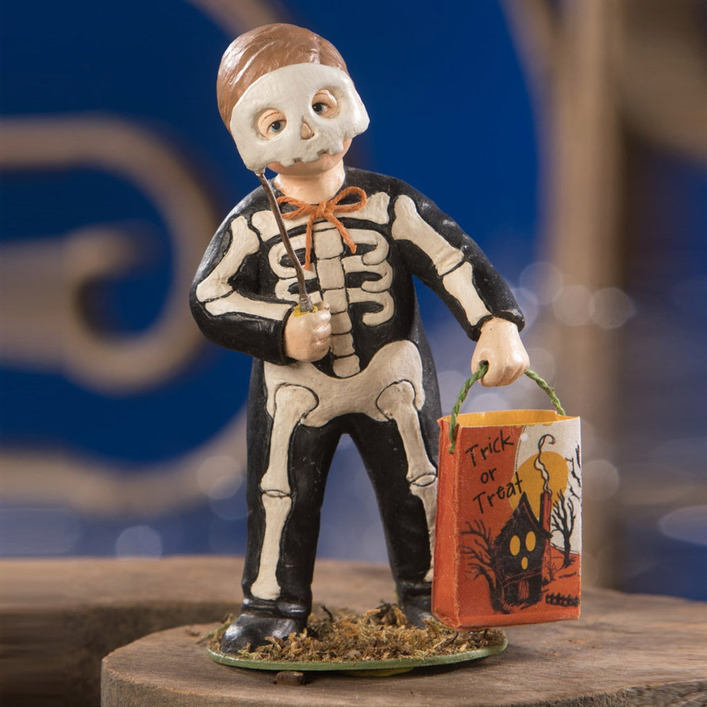 Grim Skeleton Boy Halloween Figurine by Bethany Lowe