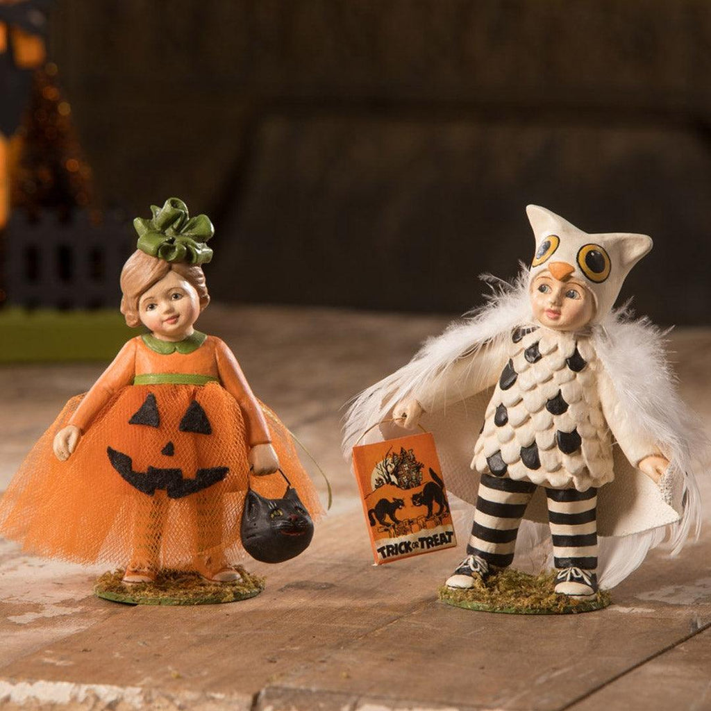 Little Hootie Owl Halloween Figurine by Bethany Lowe set
