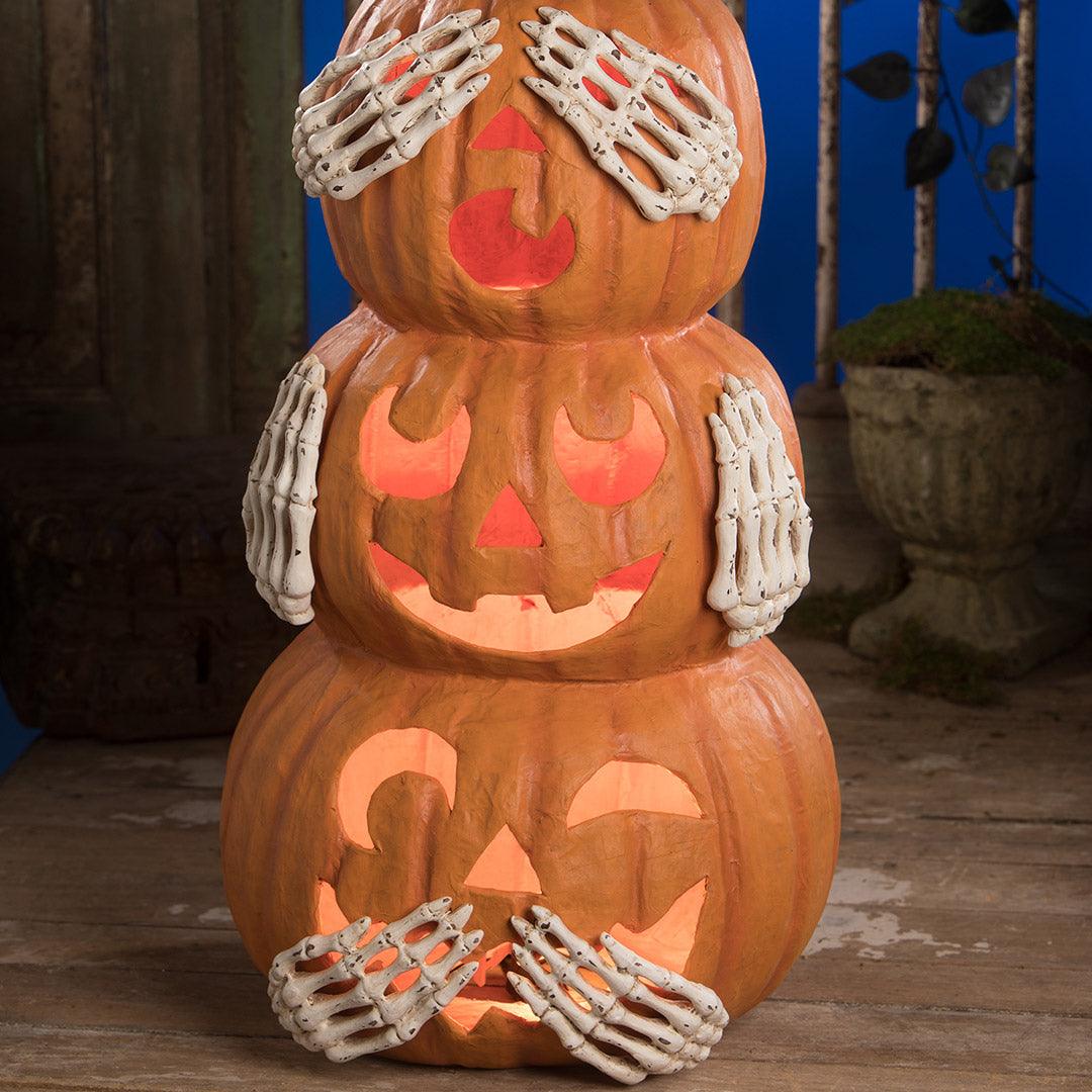 No Evil Pumpkin Stack Large Paper Mache