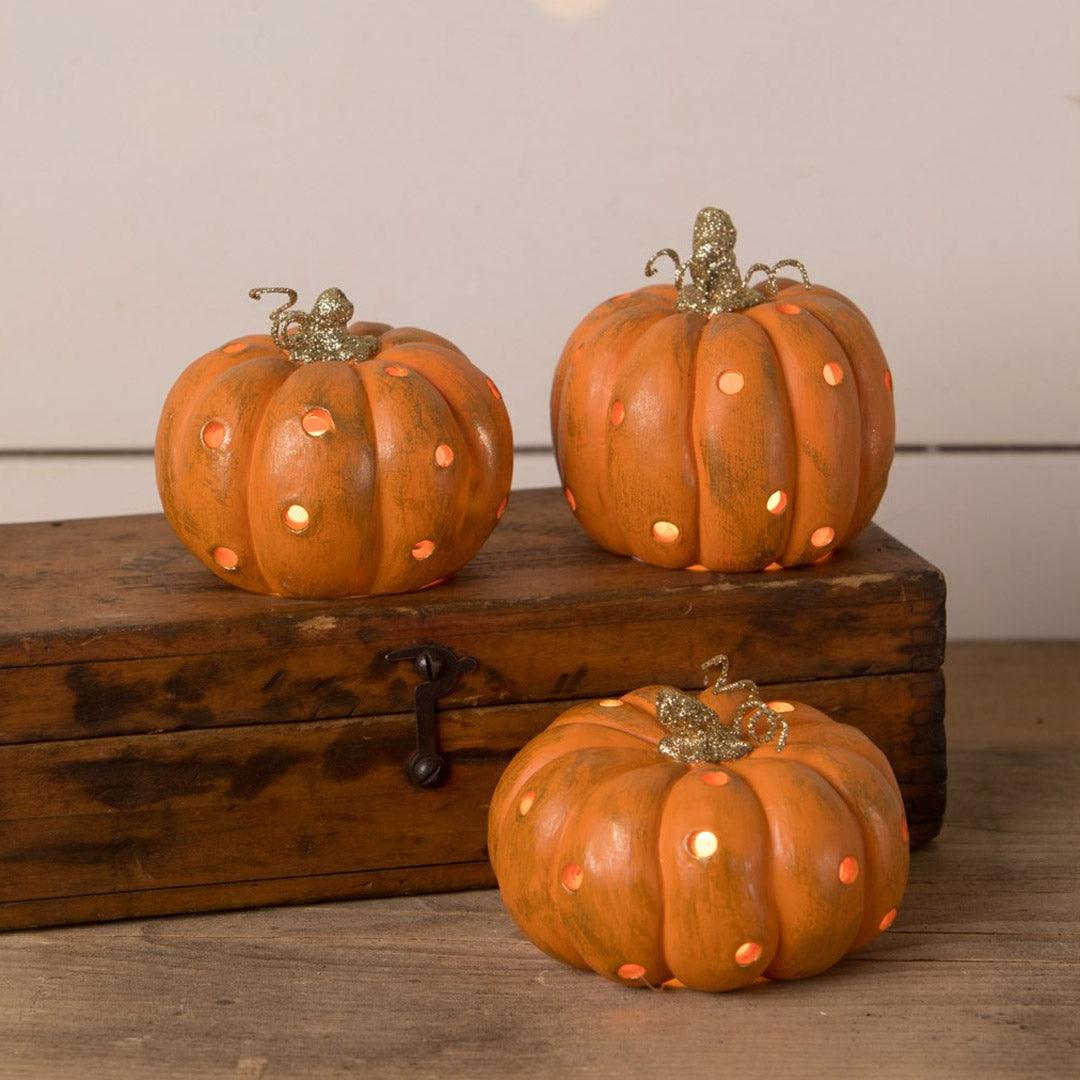 Orange Pumpkin Luminary - Set of 3