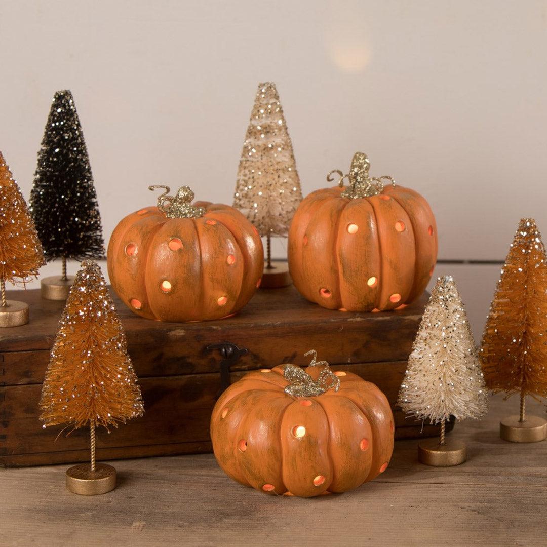Orange Pumpkin Luminary - Set of 3