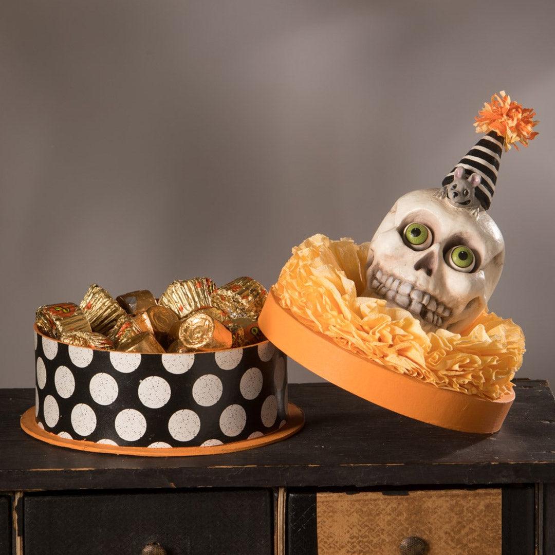 Silly Skelly with Mouse on Box for Halloween