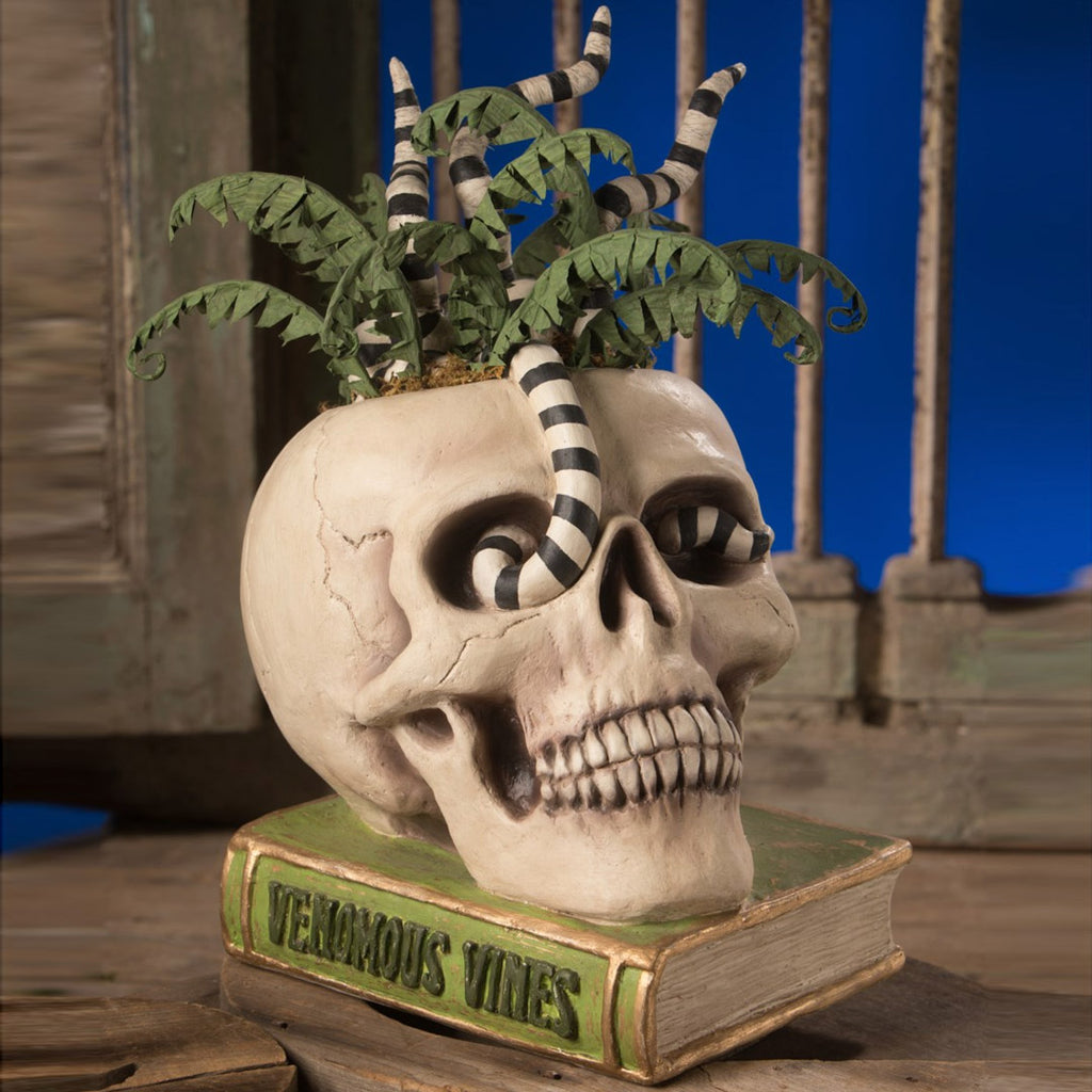Venomous Vines Skull Halloween Table Decoration by Bethany Lowe