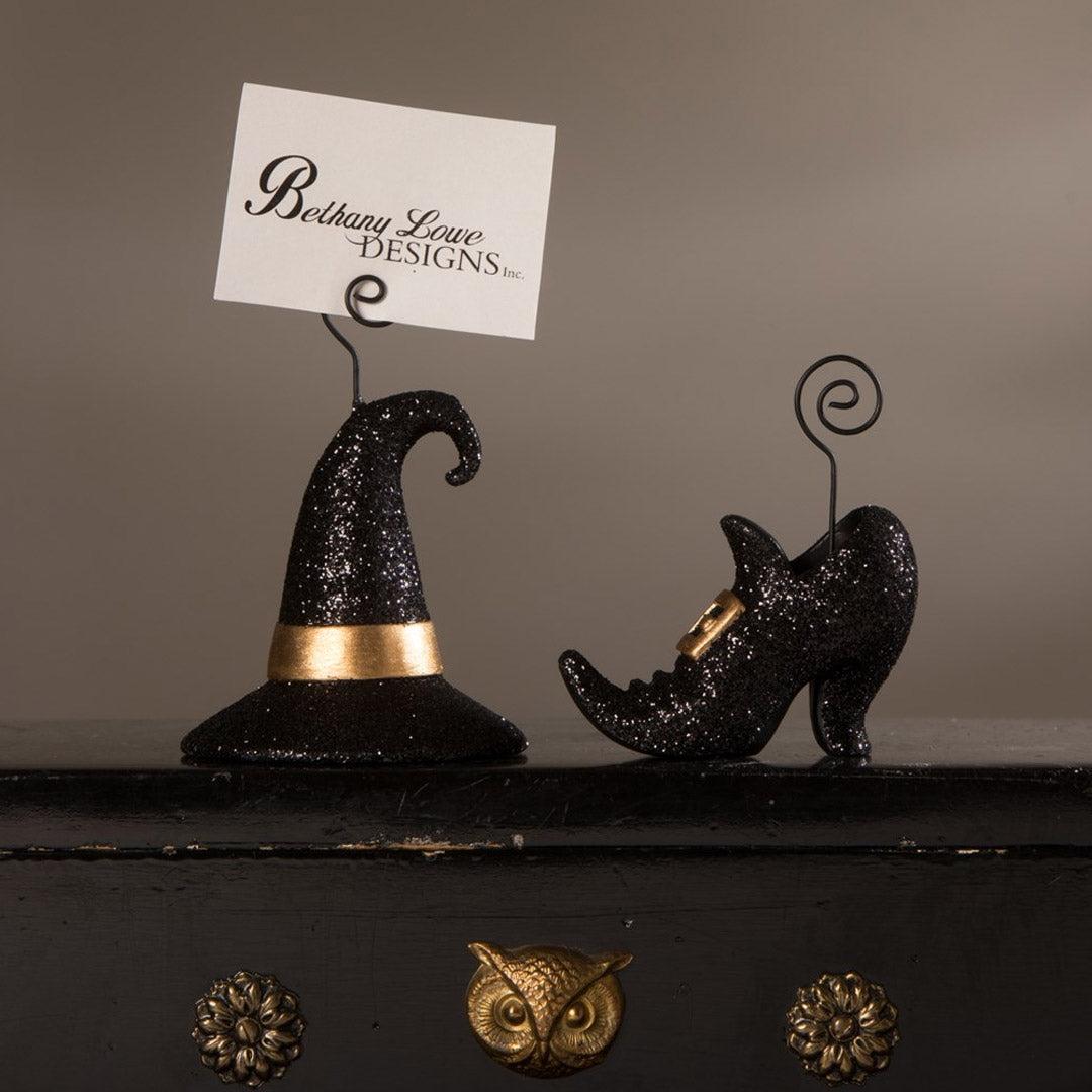 Witch Hat and Shoe Place Card Holder and Ornament - Set of 2