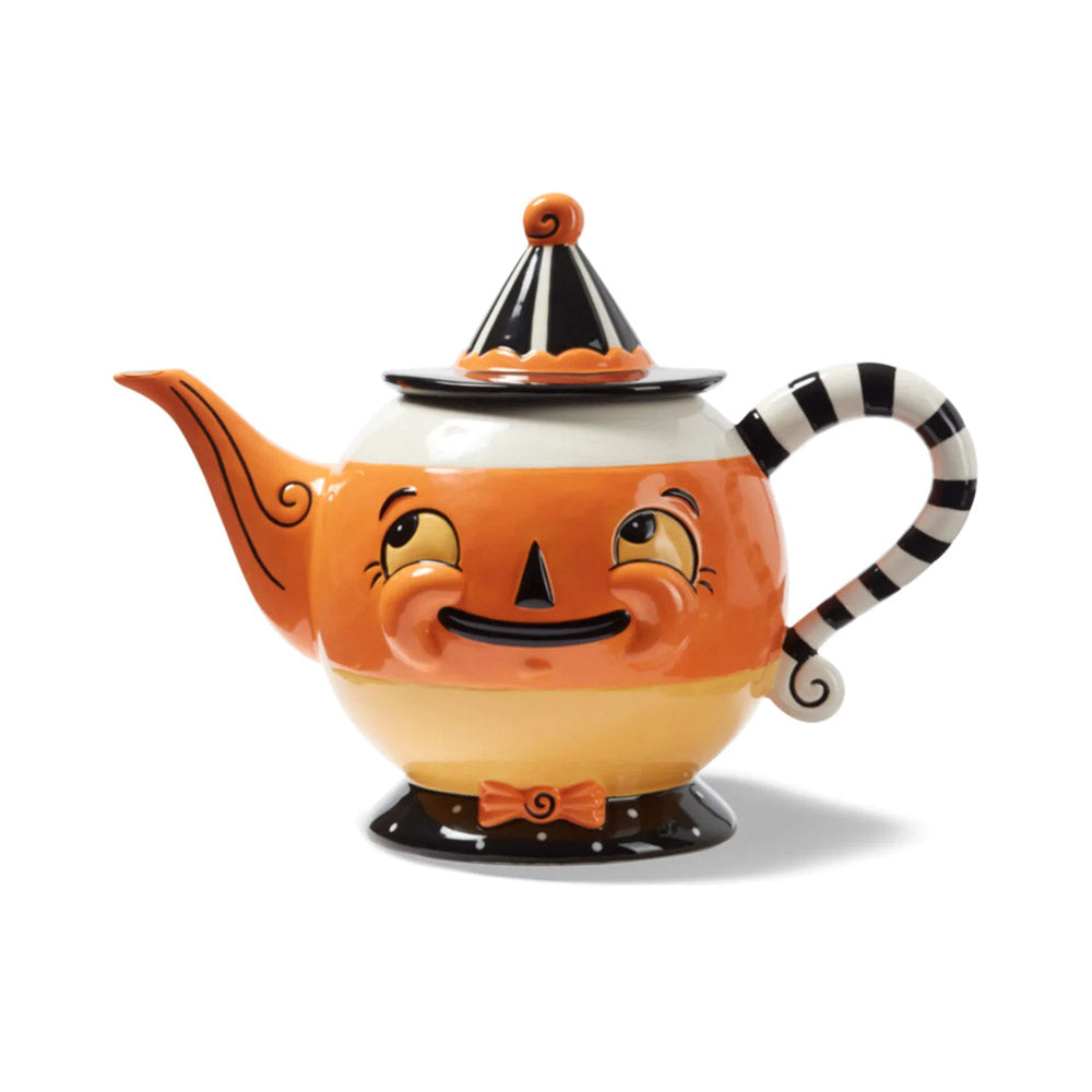Candy Corn Spooks Pumpkin Teapot by Johanna Parker Carnival Cottage