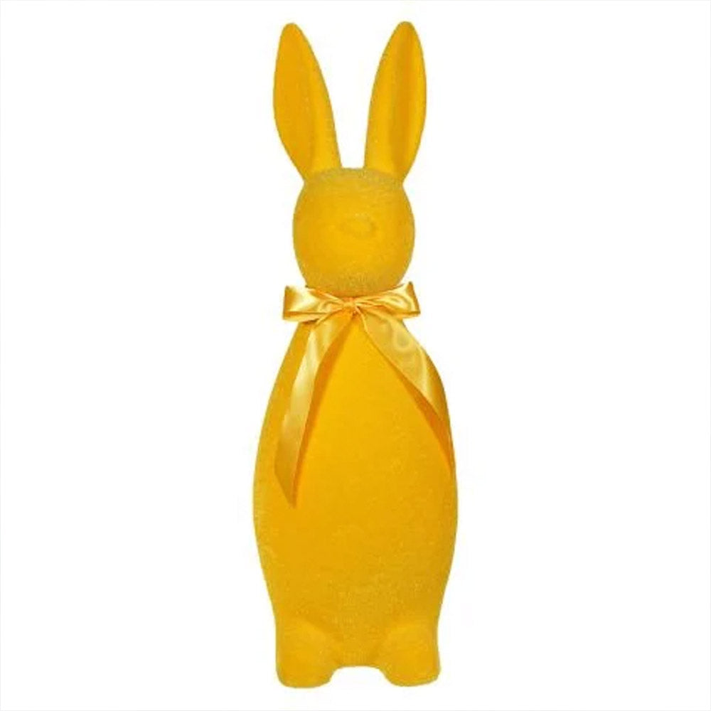 Flocked Button Nose Bunny Large 27" Yellow