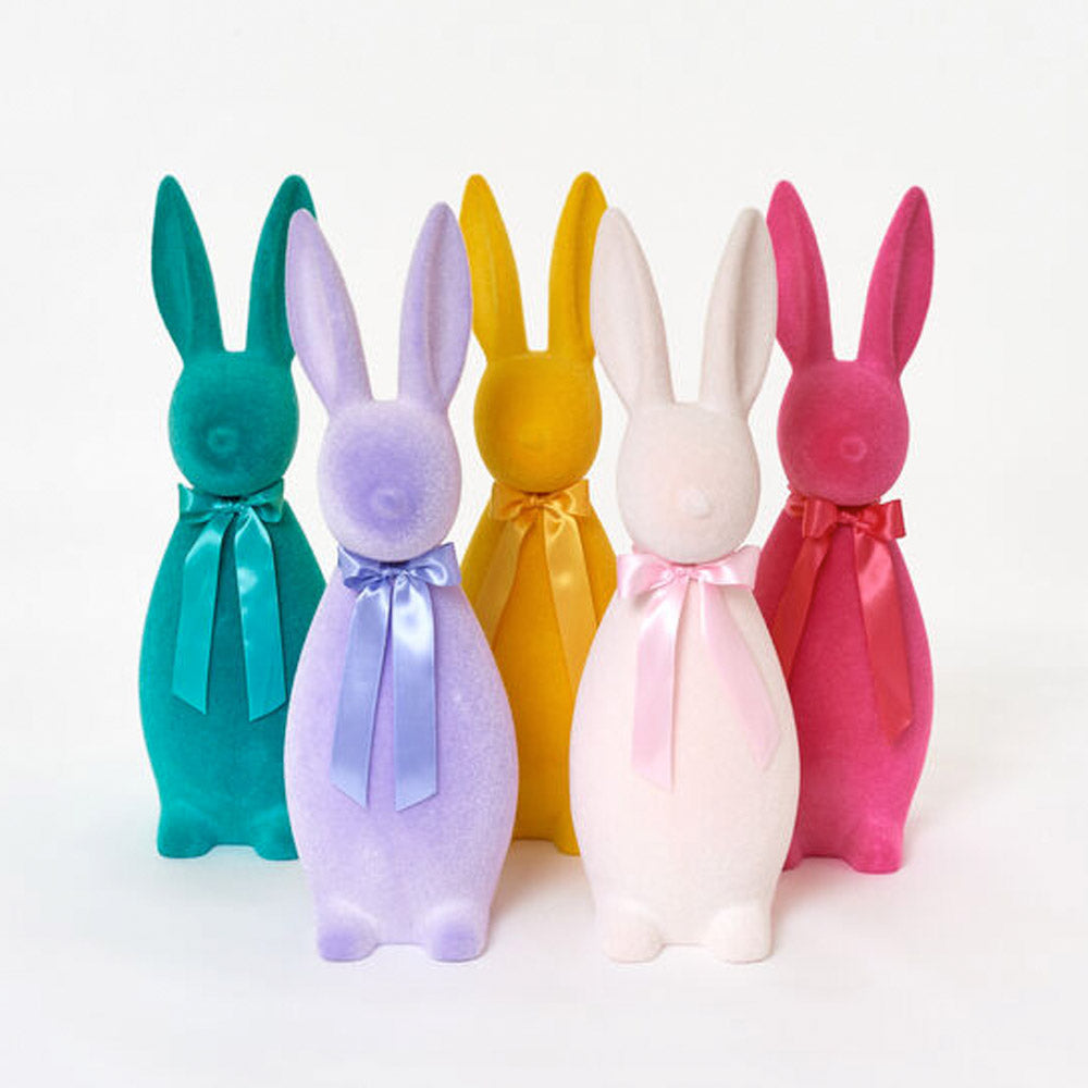 Flocked Button Nose Bunny Large 27" Yellow