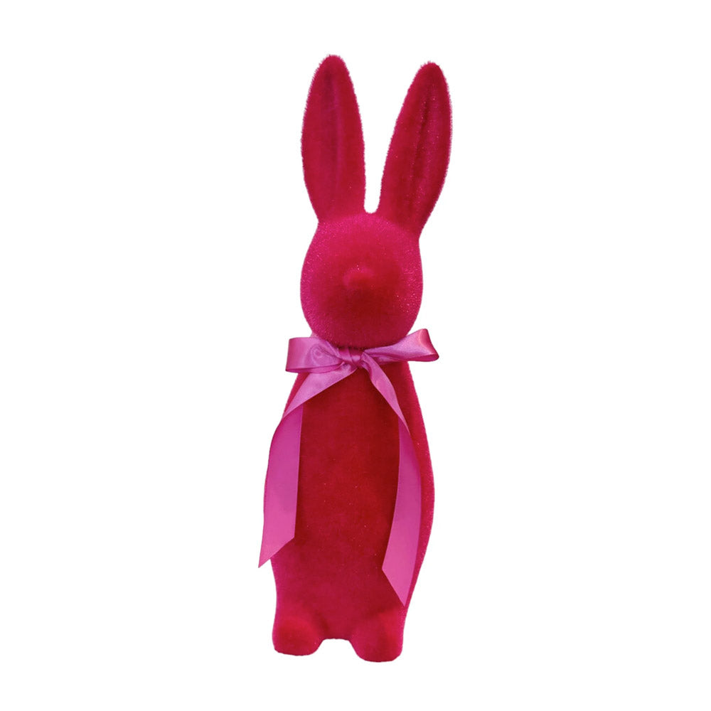 Flocked Button Nose Bunny Medium 16" Pink by 180 Degrees