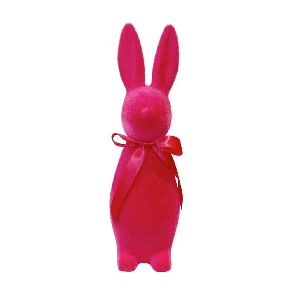 Flocked Button Nose Bunny Medium 16" Dark Pink by 180 Degrees