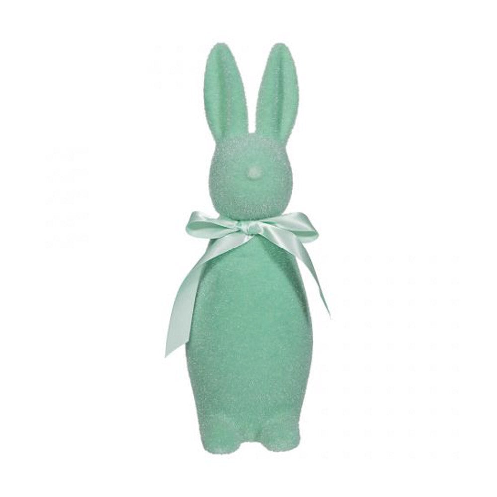 Flocked Pastel Button Nose Bunny Medium 16" Light Green by 180 Degrees
