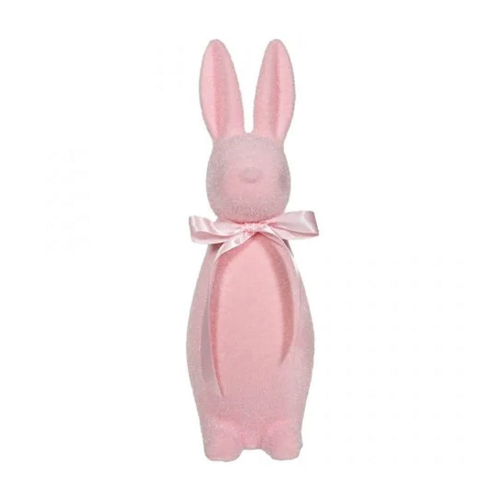 Flocked Pastel Button Nose Bunny Medium 16" Light Pink by 180 Degrees