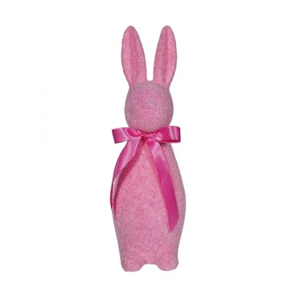 Flocked Pastel Button Nose Bunny Medium 16" Pink by 180 Degrees