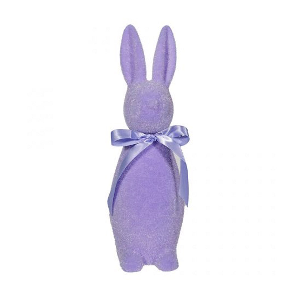 Flocked Pastel Button Nose Bunny Medium 16" Purple by 180 Degrees