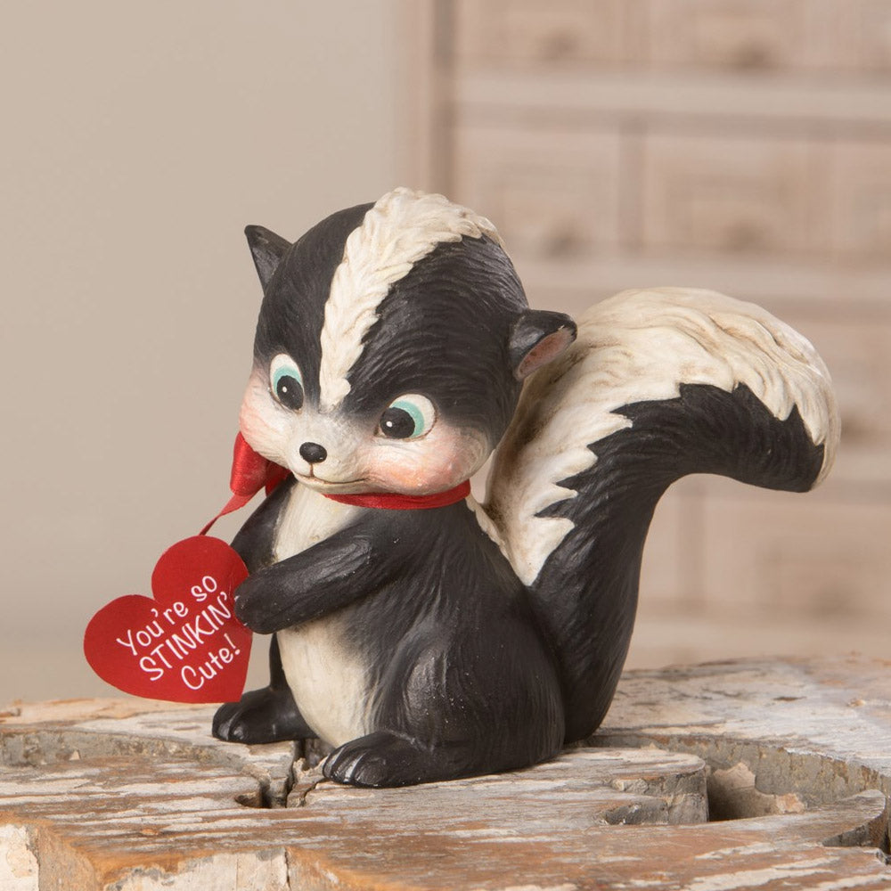 Forest Friends Trio Valentine's Figurine by Bethany Lowe skunk