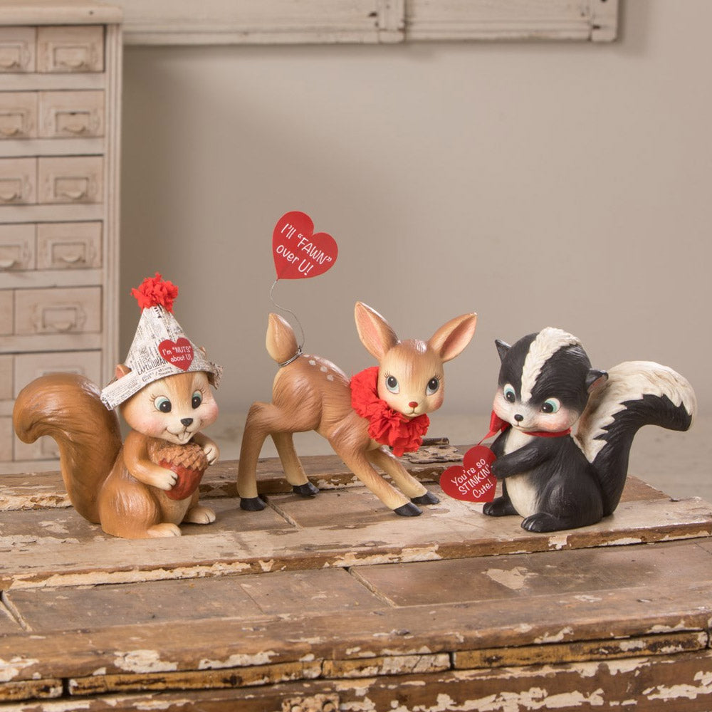 Forest Friends Trio Valentine's Figurine by Bethany Lowe - Set of 3