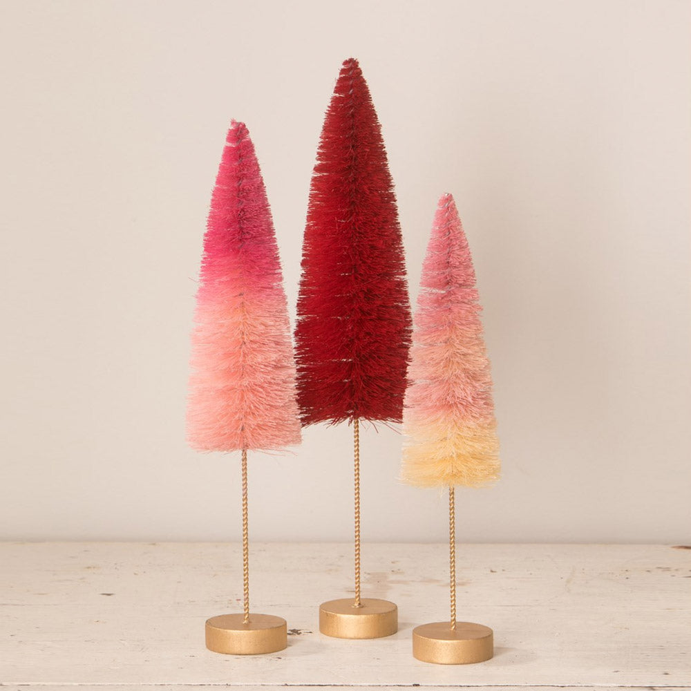 Valentine Ombre Bottle Brush Trees by Bethany Lowe , Bottle Brush Tree Home Decor