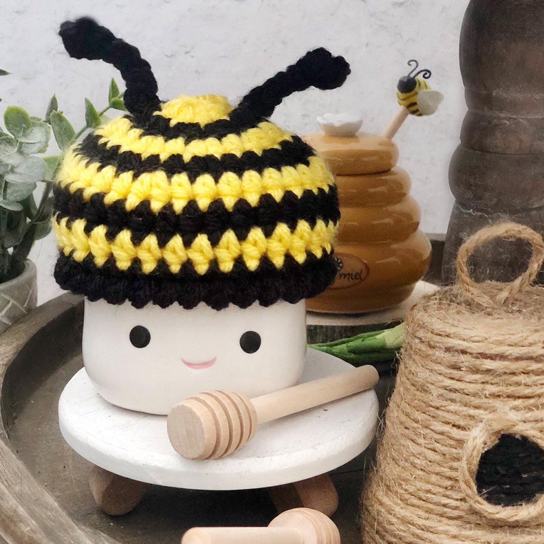 Bumble Bee Crochet Marshmallow Mug Hat - 1 Hat