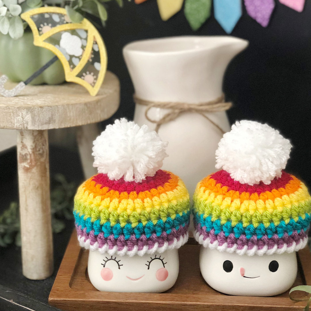 Rainbow Crochet Marshmallow Mug Hat